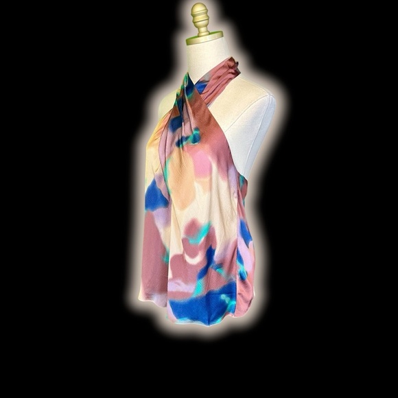 NWT Tanya Taylor ‘Mona’ Abstract Print Halter Top in “Cream Multi” Size Medium - Picture 7 of 16